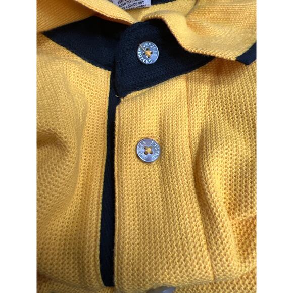Vintage Jerzees Mens Polo Shirts with Checkers Sleeves Size XL Yellow - Picture 3 of 5